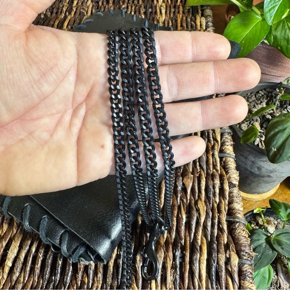 David Galan Wip Stitch Crossbody Ring Clutch Handmade Leather Biker Black - Picture 13 of 15